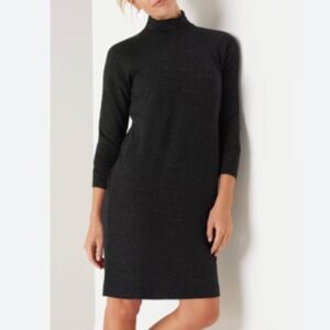 J Jill Wearever Collection 3/4 Sleeve Mock Neck Dress S Black
